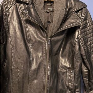 a.n.a Women's Quilted Black Leather Jacket
